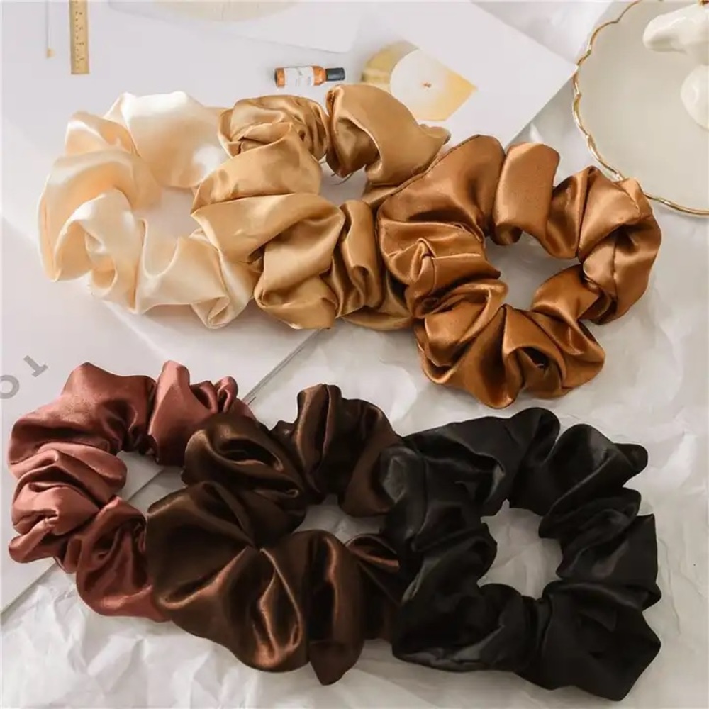 6 NEW SATIN SILK SCRUNCHIES  | Hair ties